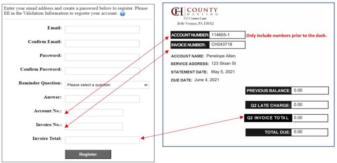 Pay Bill Information County Hauling